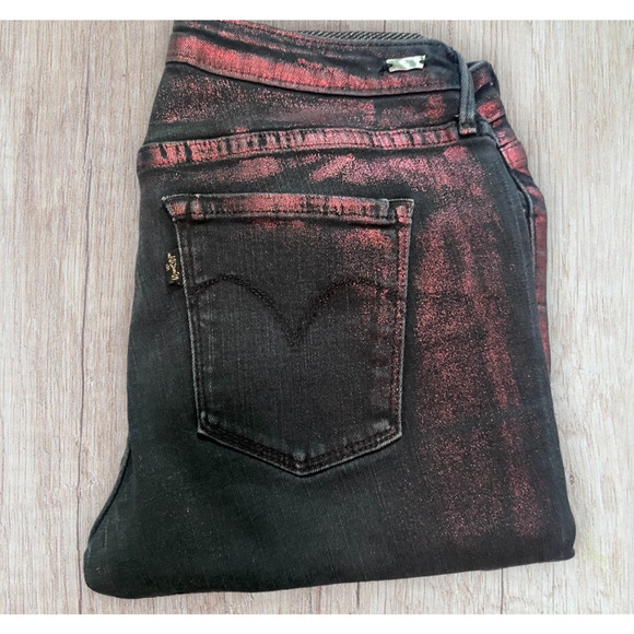 RARE Levi's Red Metallic Coated Skinny Legging Jeans - Picture 3 of 8